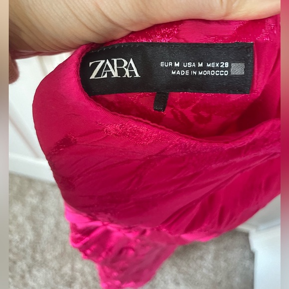 Zara JACQUARD MIDI DRESS BOW - FUCHSIA - Picture 5 of 12